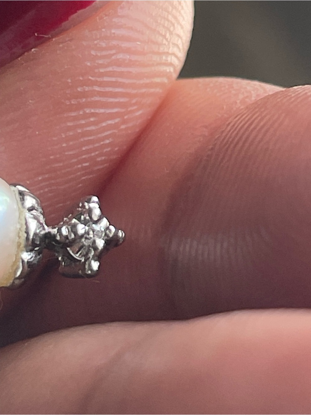 Real! 14kt Gold Diamond & Pearl Earrings - Picture 6 of 10